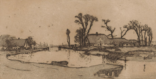 Farms along the Rijpwetering in South Holland, South Holland canal (original title), print, In the