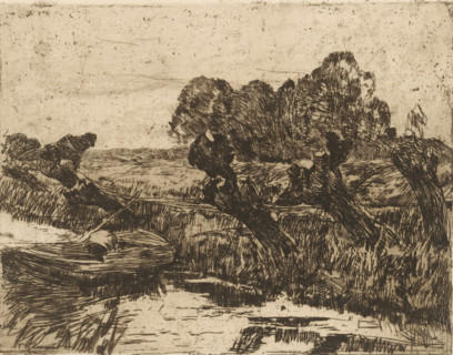 Willows by a ditch (original title), print, printmaker: Willem de Zwart, c. 1885, paper, etching,