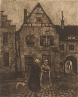 Two women on the street, print, title: 'Alter, ', printmaker: Werner Vogel, 1899 - 1949, paper,