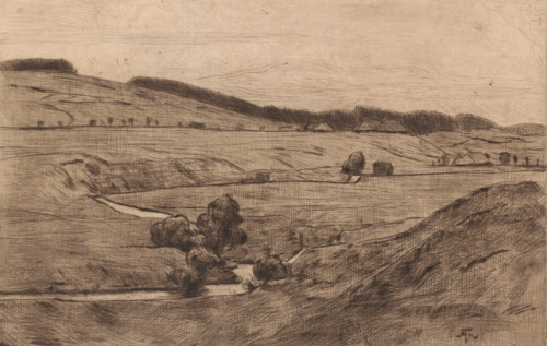 Hilly landscape, print, printmaker: Hans Thoma, Karlsruhe (possibly), 1911, Baden-Württemberg,