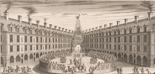 View of the amphitheater on the Place Dauphine in Paris, Amphiteatre de laplace Daufine, print,