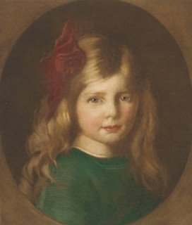 Portrait of an unknown girl, print, The girl is wearing a bow in her hair., printmaker: Heinrich M.
