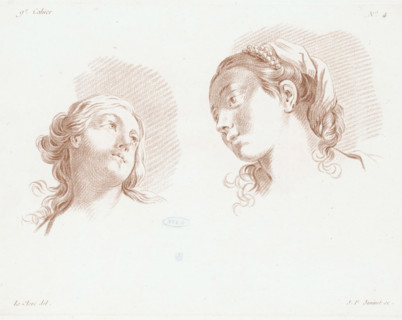 Two women's heads, Compositions with human body parts, Cahier de regios du dessein d'après nature,