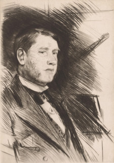 Portrait of John Postle Heseltine, print, annotation: '2', printmaker: Paul César Helleu (signed by