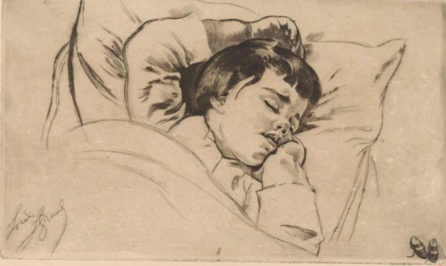 Sleeping child, Bertrand dort de face, print, printmaker: Louis Legrand (signed by artist), France,