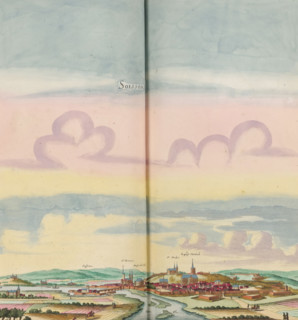 View of Soissons, Soissons, print, album page, This print is part of an album., after drawing by