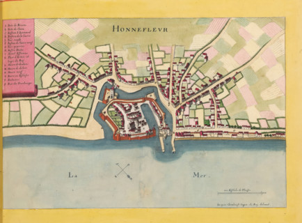 Honnefleur, Map of Honfleur, area plan, print, album page, This print is part of an album., after