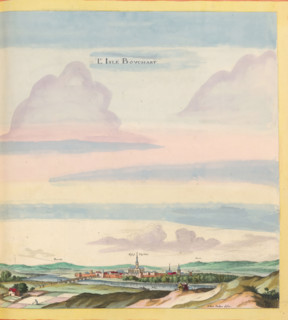 L'Isle Bouchart, View of L'Île-Bouchard, print, album page, This print is part of an album., after
