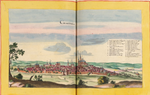View of Chartres, Chartres, print, album page, This print is part of an album., publisher: Caspar