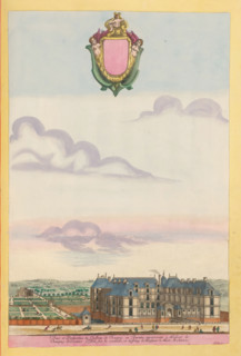 View of Chavigny Castle in Lerné, Veuë et perspetive du chasteau de Chavigny en Touraine, Livre
