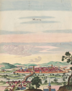 View of Mantes-la-Jolie, Mante, print, album page, This print is part of an album., publisher: