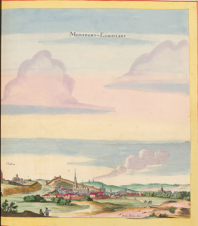 View of Montfort-l'Amaury, Montfort-l'Amaury, print, album page, This print is part of an album.,