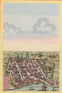 Civitatis Burdegalensis in Aquitanea genvina descrip, View of Bordeaux from a bird's-eye