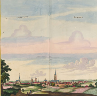 Lemovicum, Limoges, View of Limoges, print, album page, This print is part of an album., publisher: