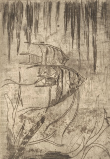 Two ornamental fish (original title), print, printmaker: Janus de Winter, 1892 - 1951, paper,