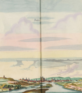 Amiens, View of Amiens from a bird's-eye perspective, print, album page, This print is part of an