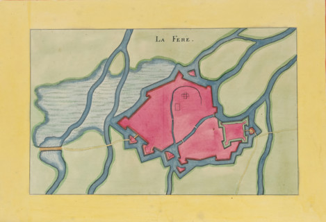 La Fere, Fortress map of La Fère, area plan, print, album page, This print is part of an album.,