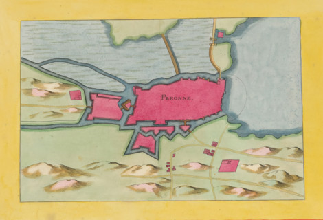 Peronne, Fortress map of Péronne, area plan, print, album page, This print is part of an album.,