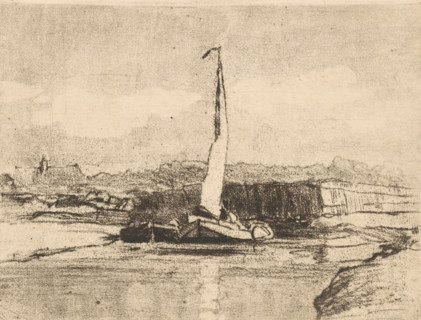 Sailing with two ships, print, printmaker: Chris van der Windt (signed by artist), 1887 - 1952,