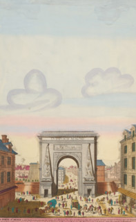 View of the Porte Saint-Denis triumphal arch in Paris, La Porte St Denis, print, album page, View