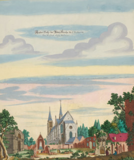 View of the Abbey Church of Saint-Victor in Paris, Ander Prosp. der Abten Kirche zu St. Victor in