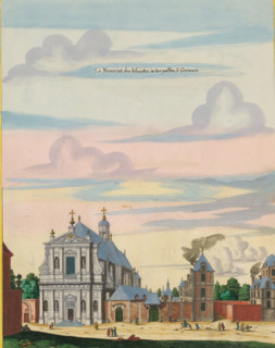 View of a Jesuit church on the rue Pot-de-Fer in Paris, Le Noviciat des Jesuistes in der Gassen S.