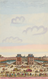 View of Place Dauphine in Paris, La Place Dauphine, print, album page, View of Place Dauphine in