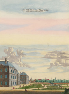 Prosp. dess Pallasts de Duc d'Orleans who spent their time in the garden, View of the rear facade
