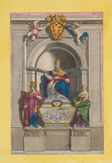 Tomb of Pope Leo XI, Sepulchrum Alexandri VII ab equite Bernino exculptum, print, album page, Tomb