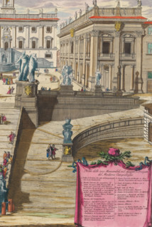 Disegno e prospetto del Romano Campidoglio modern, Stairs to Piazza del Campidoglio in Rome, print,