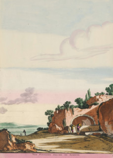 A fountain near Lorette, Fountain in a landscape near Loreto, Landscapes with Roman ruins, print,