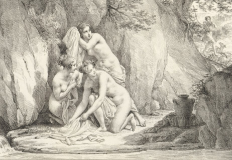 Diana and Actaeon, Series of lithographs, Receuil de dessins sur pierre, print, album page, Print
