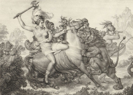 Hippolyte attacked by a lion, Series of lithographs, Receuil de dessins sur pierre, print, album