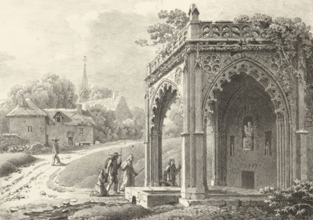 Landscape with pilgrims at a chapel, Receuil de dessins sur pierre, Series of lithographs, print,