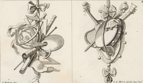 Trophies with measuring instruments and musical instruments, Newly Invented Victories and Honors