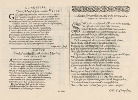 Three Dutch threshold poems, Spieghel der schrijfkonste, album page, text sheet, Text sheet with