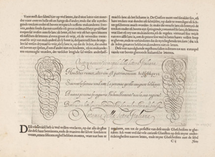 Beschrijvinghe vande Italiaensche Letter, Beschrijving van de Italiaanse letter (vervolg) en een