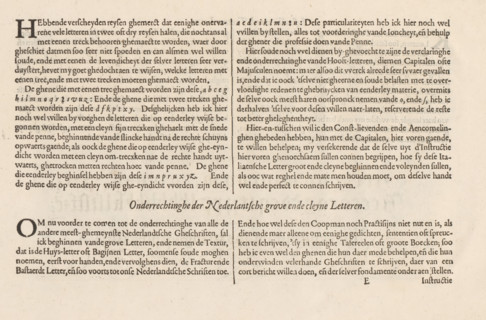 Onderrechtinghe der Nederlantsche grove ende cleyne letteren, Beschrijving van het schrijven van de