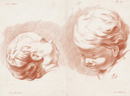 Two heads of children, Compositions with parts of the human body, dedicated by: Pierre Thomas Le