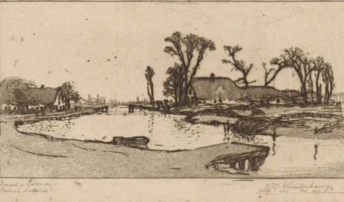 Farms along the Rijpwetering in South Holland, South Holland canal (original title), print, In the