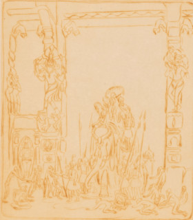 Figures on an elephant under a gate in Madurai, Rich and poor (original title), print, The elephant