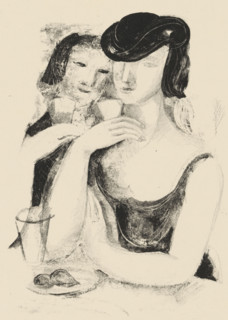 Two drinking women, print, printmaker: Jean-Louis Boussingault (signed by artist), 1893 - 1943,