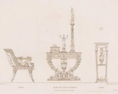 Dressing table with chair and washbasin, Description of the toilette present with a majestée