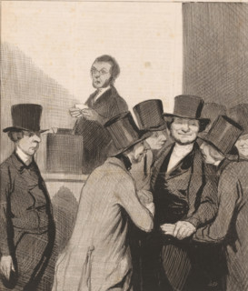 Caricature of two candidates after the election results, L'Élection, Scenes with members of