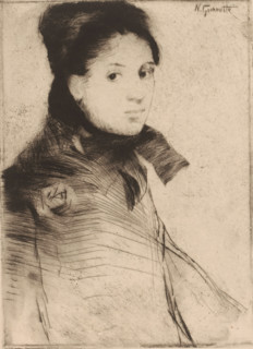 Portrait of an unknown young woman, print, printmaker: Norbert Goeneutte, before 1888, paper,