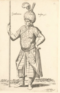 Gentilhomme Persien, Persian man, print, album page, book illustration, Print is part of an album.,