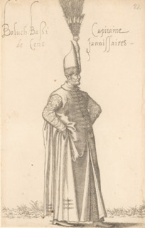 Boluch Bassi, capitaine de cent jannisaires, Captain of the janissaries, print, album page, book