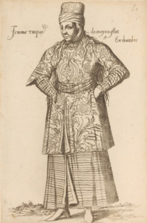 Turkish chambermaid, Femme turque de moyen estat En chambre, print, album page, book illustration,