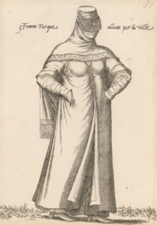 Femme Turque allant par la ville, Turkish woman on her way to the city, print, album page, book