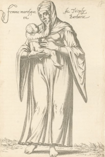 Woman with child, from Tripoli, Femme moresque de Tripoly en Barbarie, print, album page, book